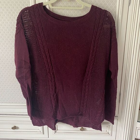 American eagle maroon crochet knit sweater - Picture 1 of 6